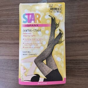 Spanx Star Power‎ Backdrop Black Nouveau Patterned Shaping Tights Size B NWT